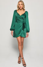 Satin Dress with Wrap Front Tie Detail