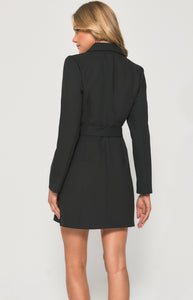 Blazer Dress with Self Fabric Buckle and Button Details