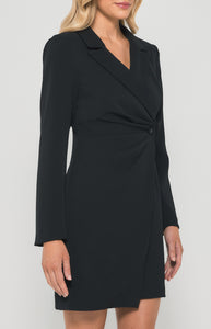 BLAZER DRESS WITH PLEATED FRONT DETAILS