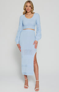 Textured Contrast Panel Set with Top and Skirt