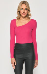 Fitted Bodysuit with Asymmetric Neckline