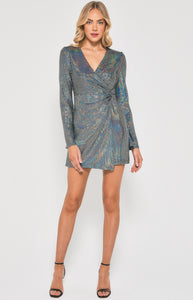 Square Sequin Dress with Side Knot Details