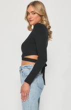 Knit Long Sleeve Top With Waist Tie Details
