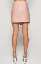 Faux Pleated Leather Skirt with Asymmetrical