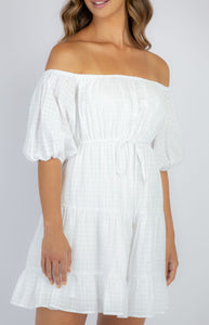 Cotton Off The Shoulder Baby Doll Dress - White