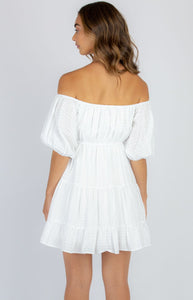 Cotton Off The Shoulder Baby Doll Dress - White