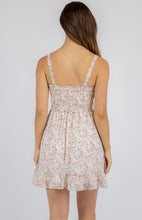Blush Floral Dress With Shirred Bodice And Frill Hem