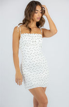White Printed Mini Dress With Tie Shoulder Detail