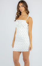 White Printed Mini Dress With Tie Shoulder Detail
