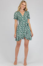 Sage with White Floral Cotton Dress