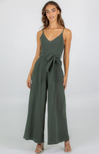 Singlet Strap Jumpsuit With Pleated Leg Detail Olive