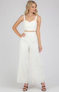 Cotton Set With Twist Front Crop Top And Pants