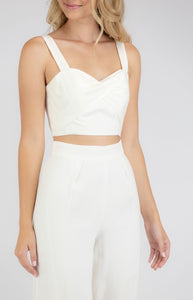 Cotton Set With Twist Front Crop Top And Pants