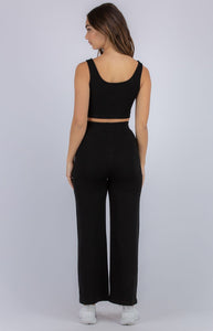 Lounge Set With Crop And Pants Black